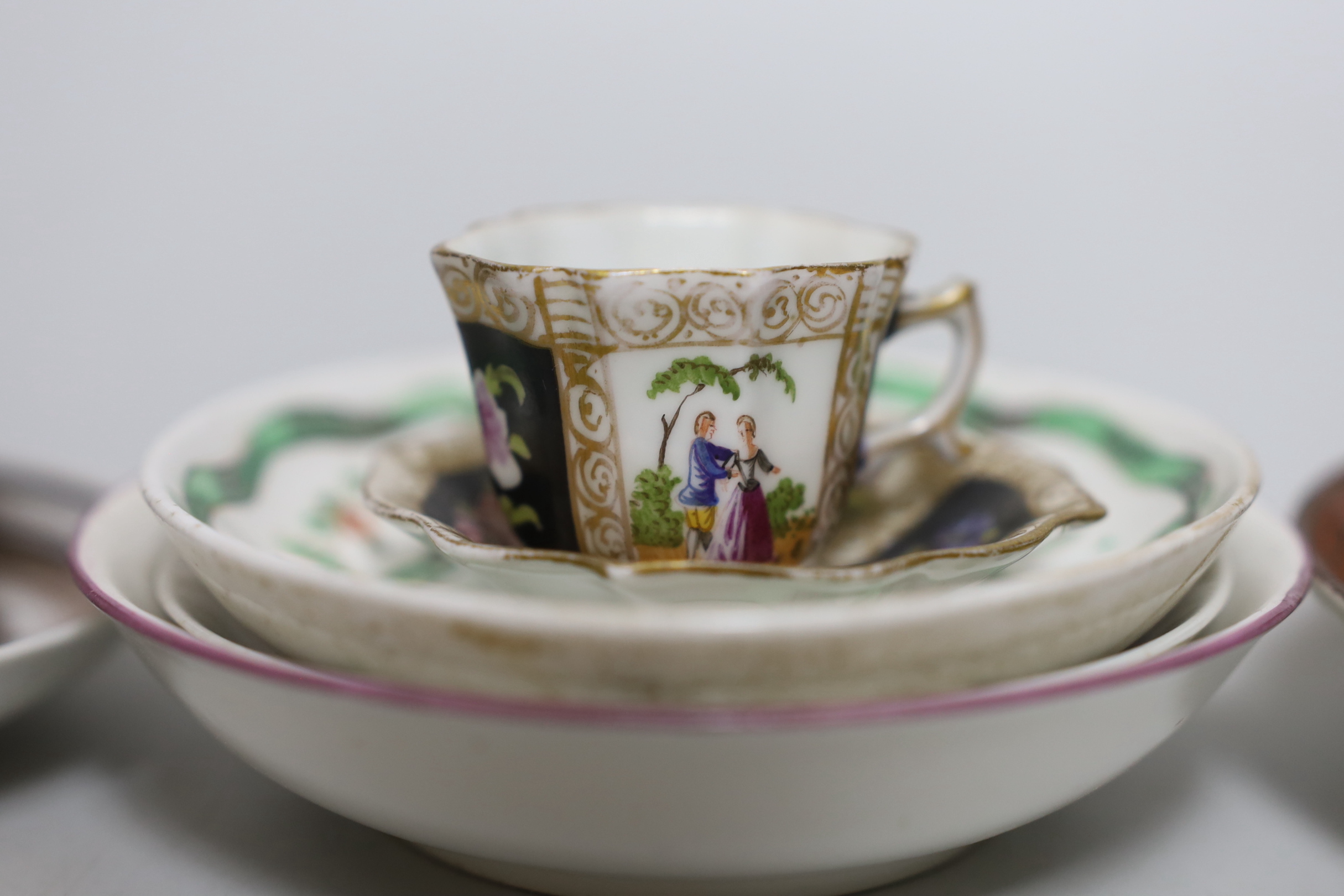 A selection of 18th and 19th century Continental porcelain teaware